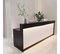 IvyTantor Modern Reception Counter with Lockable Drawers & LED Lights, Stylish Front Desk for Beauty Salon & Office, Beige, 39in/100cm - Perfect for Professional Spaces