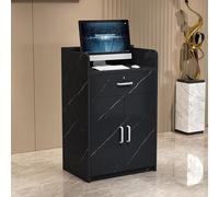 IvyTantor Modern Reception Desk with Lockable Drawers, Front Counter with Storage Cabinet, Small Checkout Counter for Hotel Lobby, Clothing Store, Office (80cm/31.5in)