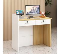 IvyTantor Modern Reception Desk with Lockable Drawers - Stylish Checkout Counter for Office, Retail, Beauty Salon, Lobby - Wooden Front Desk, Brown, 100cm/39.3in