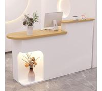 IvyTantor Modern Reception Desk with Lockable Drawers - Stylish Salon Office Furniture in Natural Finish (39.3in Length) for Professional Spaces and Customer Service