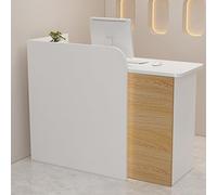 IvyTantor Sleek Pink Modern Reception Desk with Lockable Drawer & Cable Grommet, Stylish L-Shaped Retail Checkout Counter (80cm/31.4in) for Elegance and Functionality