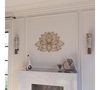 IWA CONCEPT Décoration murale en métal mandala 3D | en forme de fleur de lotus pour la maison | Cadeau de pendaison de crémaillère | Décoration de bureau | Cadeau de Nouvel An | 67 x 43 cm | Doré