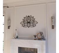 IWA CONCEPT Décoration murale en métal mandala 3D | en métal pour chambre à coucher | Cadeau de pendaison de crémaillère | Décoration de bureau | Cadeau de Nouvel An | 67 x 43 cm | Noir