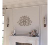 IWA CONCEPT Décoration murale en métal mandala 3D | en métal pour chambre à coucher | Cadeau de pendaison de crémaillère | Décoration de bureau | Cadeau de Nouvel An | 67 x 43 cm | Argenté