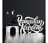 IWA Concept | Décorations de Table Islamique en Acrylique | Décoration de Table Islamique en Bois | Ramadan Kareem et Eid Mubarak | Cadeaux musulmans | Décoration de l'Aïd Ramadan Kareem-3, Argent