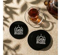 Iwa Concept Lot de 12 dessous de verre en forme de dôme islamique Kufi - Tapis de boisson en acrylique noir - Décoration de table élégante en forme de dôme - Décoration de table ronde arabe