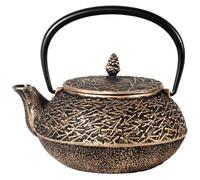 Iwachu Théière en fer Tetsubin, aiguilles de pin dorées et noires