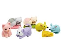 Iwako Lot de Gomme Kawaii Puzzle Chat et Souris - Gommes Fantaisie Made in Japan - Mini Gomme Animaux - Gommes Enfant Dès 3 ans - Fournitures Scolaires Kawaii