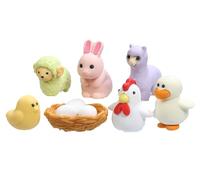 IWAKO - Lot de Gommes Kawaii - La poule et ses amis - Mini Gommes Fantaisie Made in Japan - Enfant Dès 3 ans - Fournitures Scolaires Kawaii