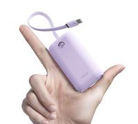 iWALK Chargeur Portable Mini 10000mAh, Powerbank Charge Rapide USB-C 22,5W avec Câble Intégré, Batterie Ultra-Compacte pour iPhone 17/16/15 Series, Samsung et Google,Mauve
