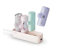 iWALK LinkPod Station LinkPod Chargeur Portable 4500 mAh, 4800 mAh, 5000 mAh pour iPhone, Station de Charge Multi-USB-C de Taille familiale pour la Maison (Station Uniquement), Rose