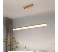 IWANTDO LED Pendant Light Linear Kitchen Island Chandelier Dimmable with Remote Control Hanging Dining Room Lamp Modern for Bar Dining Table Office White Shade (Wood Color,120cm)