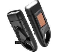 iWarmbase Lampe de Poche à Dynamo, Lot de 2, Lampe de Poche LED Solaire et à Manivelle Rechargeable, Mini Lampe de Poche Portable pour Urgences en Extérieur