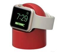 iWatching Support de chargeur en silicone pour Apple Watch Series Ultra/9/8/SE2//7/6/SE/5/4/3/2/1 (44/42/40/38 mm), prend en charge le mode table de nuit > adaptateurs non inclus < (rouge)