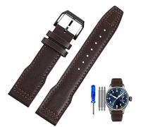 IWC Little Prince Male Mark 18 Big Fly Portugal Bracelet de montre en cuir véritable pour pilotes de 20 mm Bracelet de 20 mm, Marron-noir-K10, 21mm