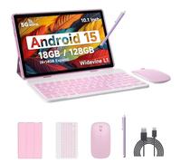 IWEGGO Tablette Android 15 10" 18 Go de RAM + 128 Go de ROM/ 2 To extensible, processeur quadricœur 2,0 GHz, écran tactile HD 1280 x 800, 5G WiFi6 BT 5.0, tablettes 2 en 1 avec étui clavier, souris