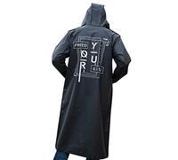 IWEIGN Manteau de pluie tendance long pour adulte en EVA noir imperméable pour randonnée en plein air poncho à capuche imperméable réutilisable, 1 couleur, Black_XXXL