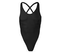 IWEMEK Body en dentelle florale pour homme avec slip transparent en maille sissy - Justaucorps transparent - Dos nu - Sans manches - String une pièce - Coupe haute - Barboteuse, Sans manches - Noir,