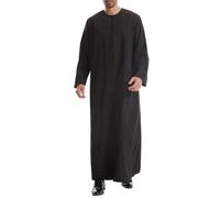 IWEMEK Djellaba Homme Grande Taille Traditionnelle Caftan Dubaï - Thobe Islamique Manches Longues Abaya Élégant pour Ramadan Eid et Turquie et Célébrations noir 3XL