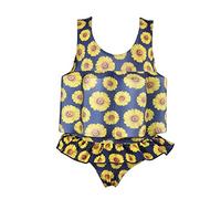 IWEMEK Fille Garçons Maillot de Bain avec Flottabilité Ajustable Float Costume Enfants Une Pièce Flottante D'entraînement de Natation Gilet de Combinaison pour Débutant en Natation Fleur Jaune 4-5 ans
