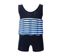 IWEMEK Fille Garçons Maillot de Bain avec Flottabilité Ajustable Float Costume Enfants Une Pièce Flottante D'entraînement de Natation Gilet de Combinaison pour Débutant en Natation Bleu Marine 2-3Ans