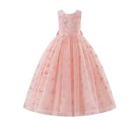 IWEMEK Robe De Mariee Enfant Fille sans Manches Robe Tulle Fille Bapteme de Communion d'anniversaire du Soir Anniversaire Fête de Mariée avec Broderie Papillon Rose 110cm