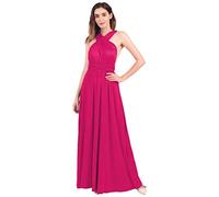 IWEMEK Robe de Soirée Longue Hi-lo pour Femme Robe de Demoiselle d'honneur à Plusieurs étages Robes D'Été Bandage de Plage Cocktail Mariage Carnaval Dance Prom Anniversaire Fête Rose Vif M
