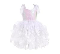 IWEMEK Robe Tutu pour Filles en Tulle Paillettes Scintillantes pour fte d'anniversaire, Bal de Fin d'anne, Robe de Bal pour Petite Fille de soire sans Manches fte pour gteaux Blanc 6T