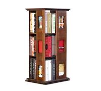IWENZHKPA Bibliothèque 3 Niveaux Hêtre Bibliothèque 360 Degrés Rotatif Organisateur Palier Bureau Étude Étagère De Rangement Coin École Support De Bibliothèque pour Salon Bureau(Walnut)