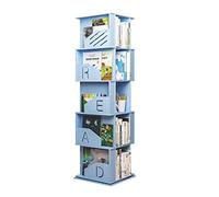 IWENZHKPA Bibliothèque 5 Niveaux Créatif Bois Plastique Étagère 360 Degrés Bibliothèque Tournante Simple Coin Étagère Organisateur Maison Étagères pour Salon Bureau(Blue)