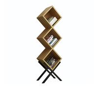 IWENZHKPA Bibliothèque Étagère Créative Nordique Étagères De Bibliothèque en Fer Forgé Étagère De Rangement Minimaliste Moderne Présentoir D'étude De Salon pour Salon Bureau(Light Walnut)