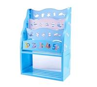 IWENZHKPA Bibliothèque Étagère Simple Home Toy Storage Rack Étagères Bibliothèque D'images De Bande Dessinée en Plastique pour Salon Bureau(Blue 4Tiers,Without Basket)