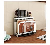 IWENZHKPA Bloc Couteaux Porte-Couteau en Métal Organisateur De Stockage Planche À Découper Support Porte-Couvercle Rangement(White)