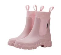IWENZHKPA Bottes Pluie Bottes De Pluie Élastiques for Femmes À Tube Moyen Qui Augmentent La Hauteur Et sont Antidérapantes Portables en Extérieur Imperméables(Rosa,39)