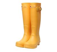 IWENZHKPA Bottes Pluie Bottes Hautes for Femmes Printemps Et Automne Chaussures d'eau Antidérapantes Imperméables De Couleur Unie Imperméables(Yellow,37)