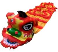 IWENZHKPA Costume Danse Lion Mascotte Traditionnelle De Danse du Lion, 9 Pouces, Tête, Accessoires Dragon Et, Sports Plein Air Nouvel an Chinois Danse Dragon(Rot)
