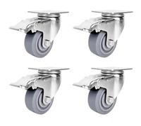 IWENZHKPA Roues Pivotantes Lot De 4 roulettes Silencieuses en Caoutchouc Universelles avec Frein Au Sol for Meubles Et Établis roulettes Set(3inch)