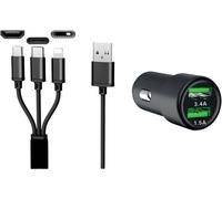 IWH Chargeur auto Dual USB 3 EN 1 12/24V/3,4A Charge de courant max=3.4 A 12/24 V