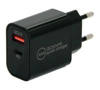 IWH Chargeur USB 30 W 1x USB-A, 1x USB-C® Power Delivery, QC 3.0 noir