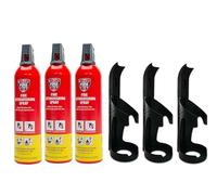 IWH STOPFIRE Lot de 3 Sprays d'extinction d'incendie 750 ML avec 3 Supports muraux Rouge