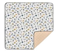 Iwhite Space Adventure Grand tapis de jeu robuste lavable au sol pour nouveau-nés, bébés, nourrissons et tout-petits, 127 x 127 cm