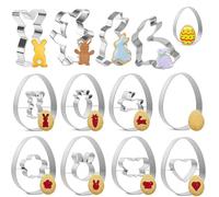 IWIDYA Lot d'emporte-pièces de Pâques de 13, emporte-pièces lapin, Pièce Biscuit, pour les Biscuits de Pâques