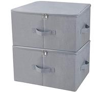 iwill CREATE PRO Boîte de Rangement Pliante Anti-poussière pour Armoire avec Couvercle à Fermeture éclair, Tissu Respirant pour vêtements saisonniers, Gris Clair, 2pcs