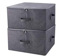 iwill CREATE PRO Boîte de rangement pour vêtements en tissu avec couvercle à fermeture éclair pour placard, gris foncé