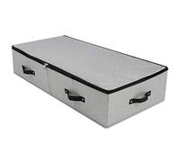 iwill CREATE PRO Boîte de Rangement Rigide pour Vêtements Sous le Lit, Pliable et Lavable, Couvercle à Fermeture Éclair Souple (Gris Foncé, 90 x 42 x 18 cm)