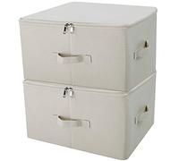 iwill CREATE PRO Contenants de Rangement Pliables en Toile Jumbo, Rangez Votre Placard, Boîte de Rangement Pratique avec Couvercle, Beige, Paquet 2