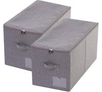 iwill CREATE PRO Grand panier de rangement avec couvercle - Cube de rangement pliable en tissu avec poignées (Gris foncé, pack de 2)