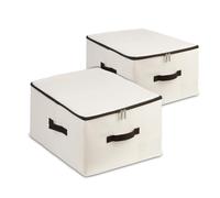 iwill CREATE PRO Lot de 2 boîtes de rangement pliables avec couvercle, avec poignée, beige (beige, 2 pièces)