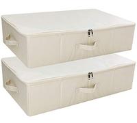 iwill CREATE PRO Lot de 2 boîtes de rangement pliables avec couvercle sous le lit, boîtes de rangement peu encombrantes pour la chambre, le placard, le grenier, Beige