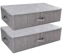iwill CREATE PRO Lot de 2 boîtes de rangement pour chaussures sous le lit avec fermeture éclair - Pliables, rigides et lavables - Gris foncé 70 x 40 x 18 cm
